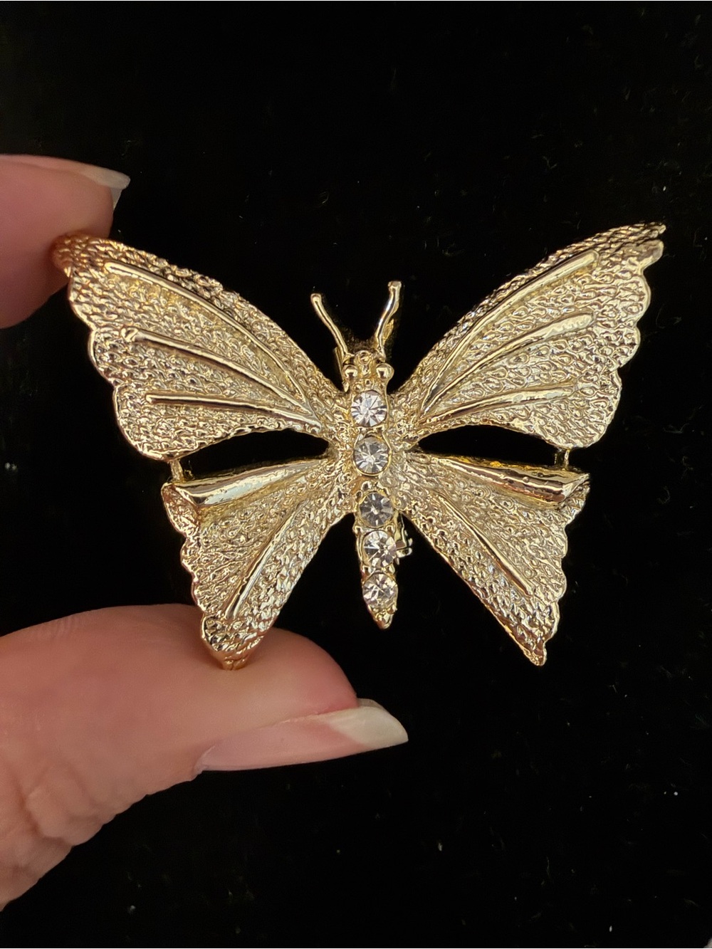 Vintage Gerry’s Gold Tone Rhinestone Butterfly Brooch Signed
